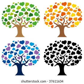Various trees silhouettes - vector illustration.