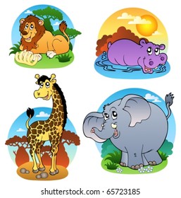 Various tropical animals 1 - vector illustration.