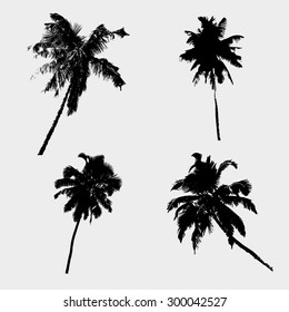 various tropical palm tree black symbols eps10