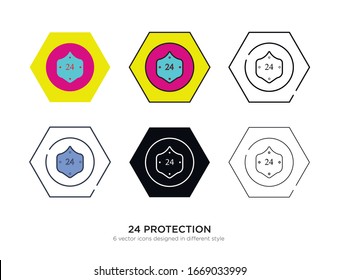 Diversos tipos de protección 24 con los mismos tipos de trama vectorial Ilustraciones vectoriales