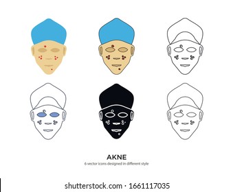 Various type of acne set with the same frame types vector Illustrations