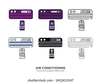 Various type of air conditioning set with the same frame types vector Illustrations