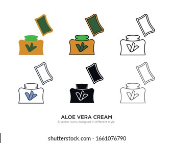 Various type of aloe vera cream set with the same frame types vector Illustrations