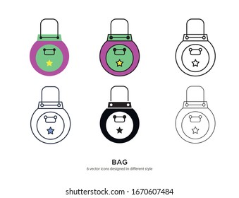 Various type of bag set with the same frame types vector Illustrations