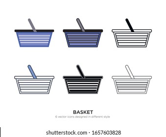 Various type of basket set with the same frame types vector Illustrations