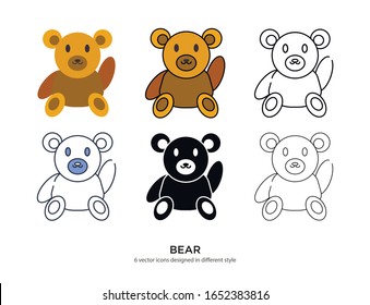 Various type of bear set with the same frame types vector Illustrations