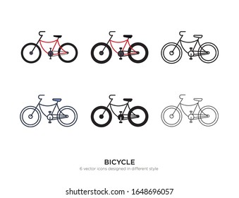 Various type of bikes set, colorful bicycles with same frame types vector Illustrations