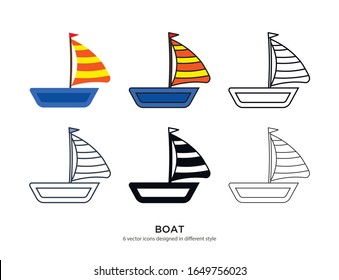 Various type of boat set with the same frame types vector Illustrations