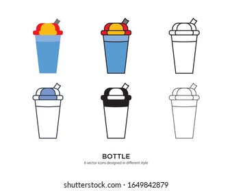 Various type of bottle set with the same frame types vector Illustrations