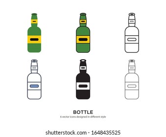 Various type of bottles set with the same frame types vector Illustrations