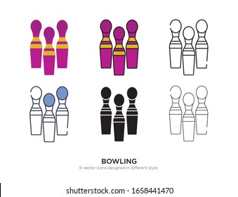 Various type of bowling set with the same frame types vector Illustrations