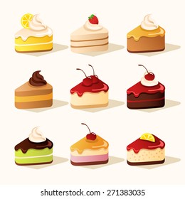 Various type of cake : vector illustration