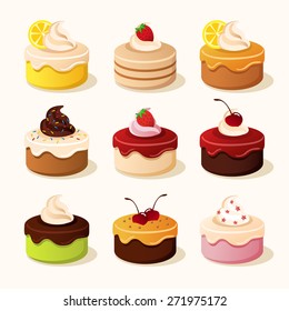 Various type of cake : vector illustration