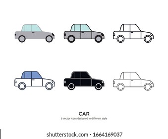 Various type of car set with the same frame types vector Illustrations
