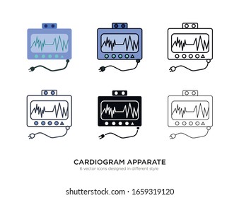 Various type of cardiogram apparate set with the same frame types vector Illustrations