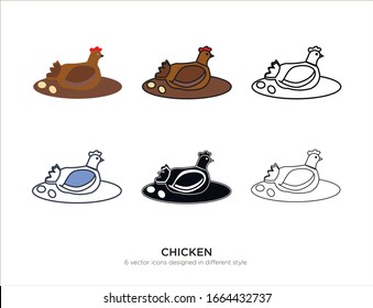 Various type of chicken set with the same frame types vector Illustrations