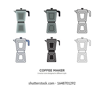 Various type of coffee maker set with same frame types vector Illustrations