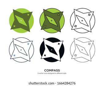 Various type of compass set with the same frame types vector Illustrations