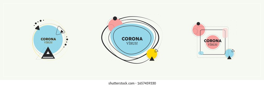Various type of corona virus set with the same frame types vector Illustrations