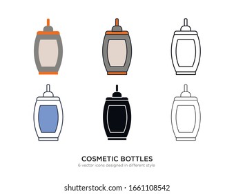Varios tipos de frasco cosmético con los mismos tipos de cuadro vectorial Ilustraciones vectoriales