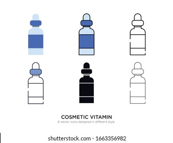 Various type of cosmetic vitamin set with the same frame types vector Illustrations