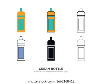 Various type of cream bottle set with the same frame types vector Illustrations