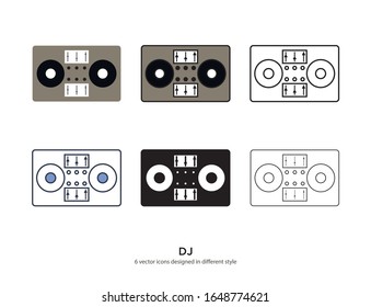 Various type of DJ set with the same frame types vector Illustrations
