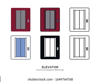 Various type of elevator set with the same frame types vector Illustrations