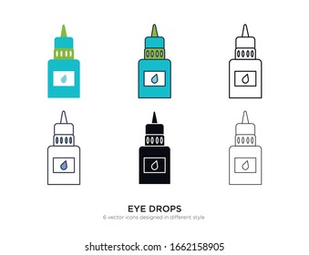 Various type of eye drops set with the same frame types vector Illustrations