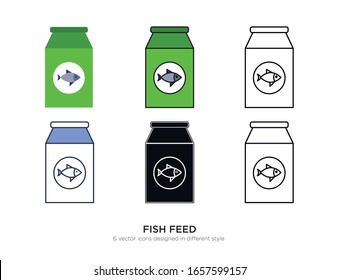 Various type of fish feed set with the same frame types vector Illustrations