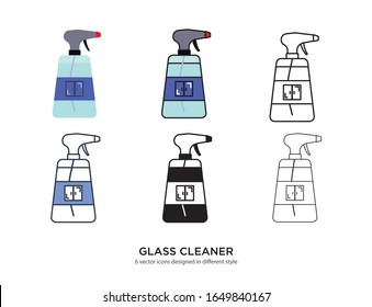 Various type of glass cleaner set with the same frame types vector Illustrations