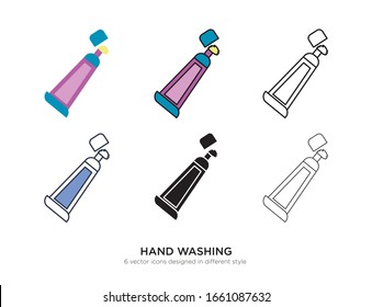 Various type of hand washing set with the same frame types vector Illustrations
