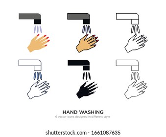 Various type of hand washing set with the same frame types vector Illustrations