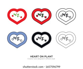 Diversos tipos de corazón en la planta con los mismos tipos de marco vectorial Ilustraciones vectoriales