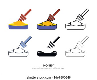 Various type of honey set with the same frame types vector Illustrations