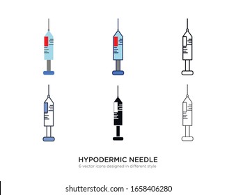 Various type of hypodermic needle set with the same frame types vector Illustrations