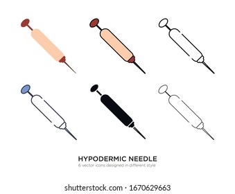 Various type of hypodermic needle set with the same frame types vector Illustrations