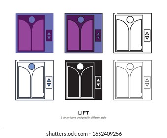 Various type of lift set with the same frame types vector Illustrations