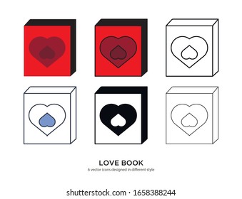 Various type of love book set with the same frame types vector Illustrations