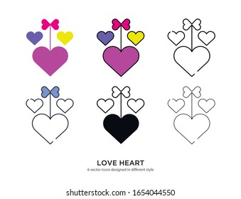 Various type of love heart set with the same frame types vector Illustrations