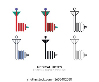 Various type of medical hoses set with the same frame types vector Illustrations