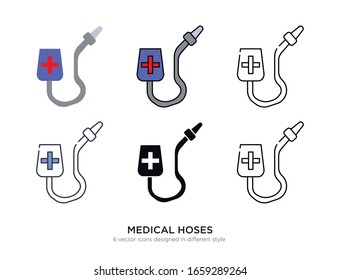 Various type of medical hoses set with the same frame types vector Illustrations