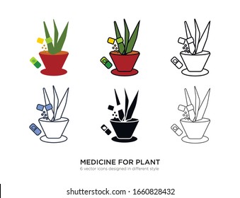 Various type of medicine for plant set with the same frame types vector Illustrations