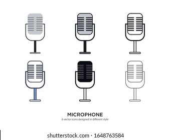 Various type of microphone set with the same frame types vector Illustrations