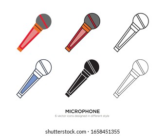 Various type of microphone set with the same frame types vector Illustrations