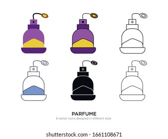 Various type of parfume set with the same frame types vector Illustrations
