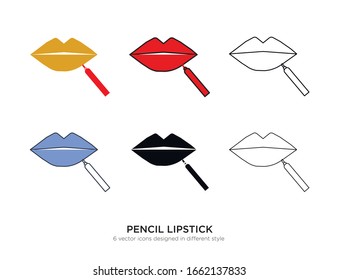 Various type of pencil lipstick set with the same frame types vector Illustrations