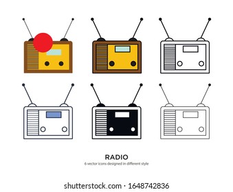 Various type of radio set with the same frame types vector Illustrations