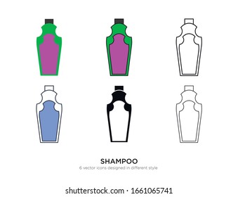 Various type of shampoo set with the same frame types vector Illustrations