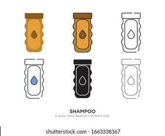 Various type of shampoo set with the same frame types vector Illustrations